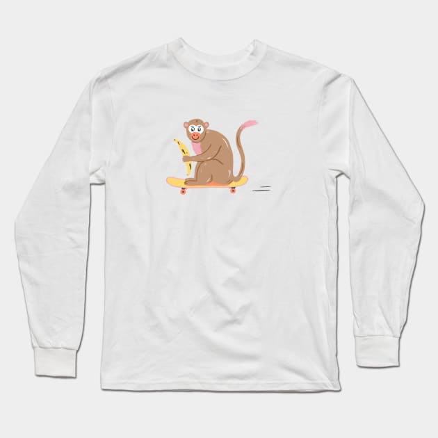 Monkey Skater Long Sleeve T-Shirt by Das Brooklyn